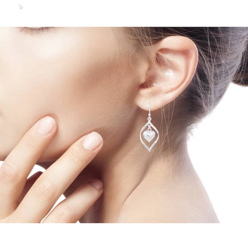 Sterling Silver 'Captive Heart' Earrings - 1.5L*0.6W