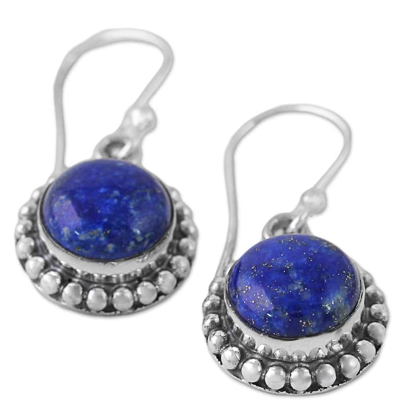 Handmade Sterling Silver 'Deep Blue Majesty' Lapis Lazuli Earrings (India)