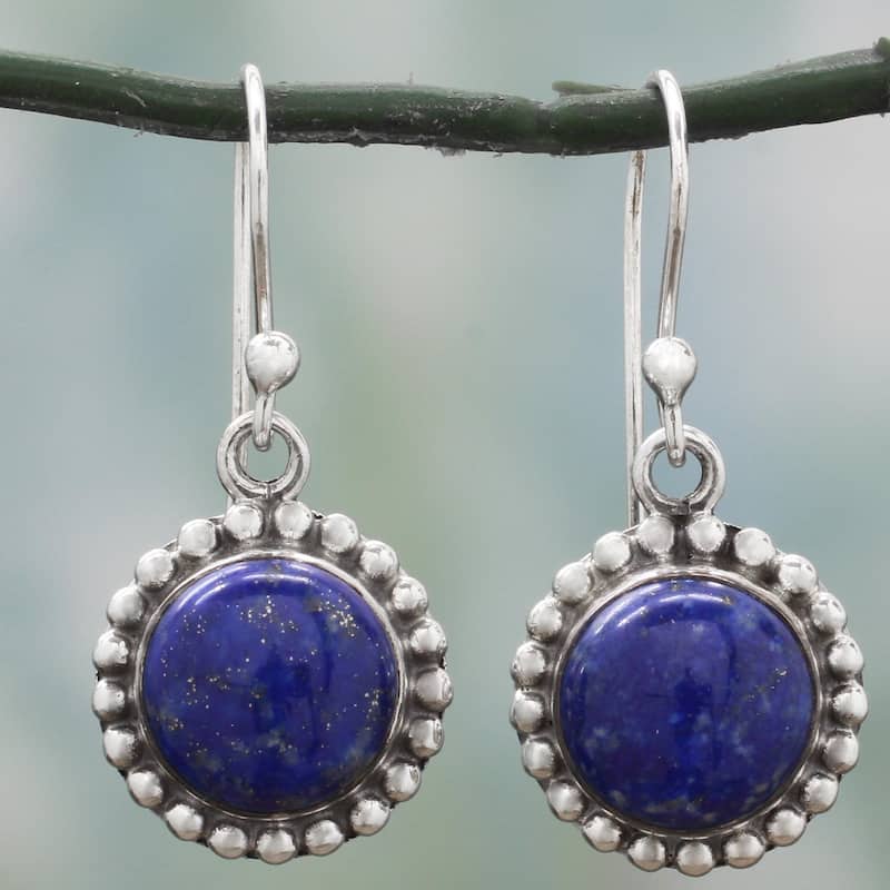 Handmade Sterling Silver 'Deep Blue Majesty' Lapis Lazuli Earrings (India)