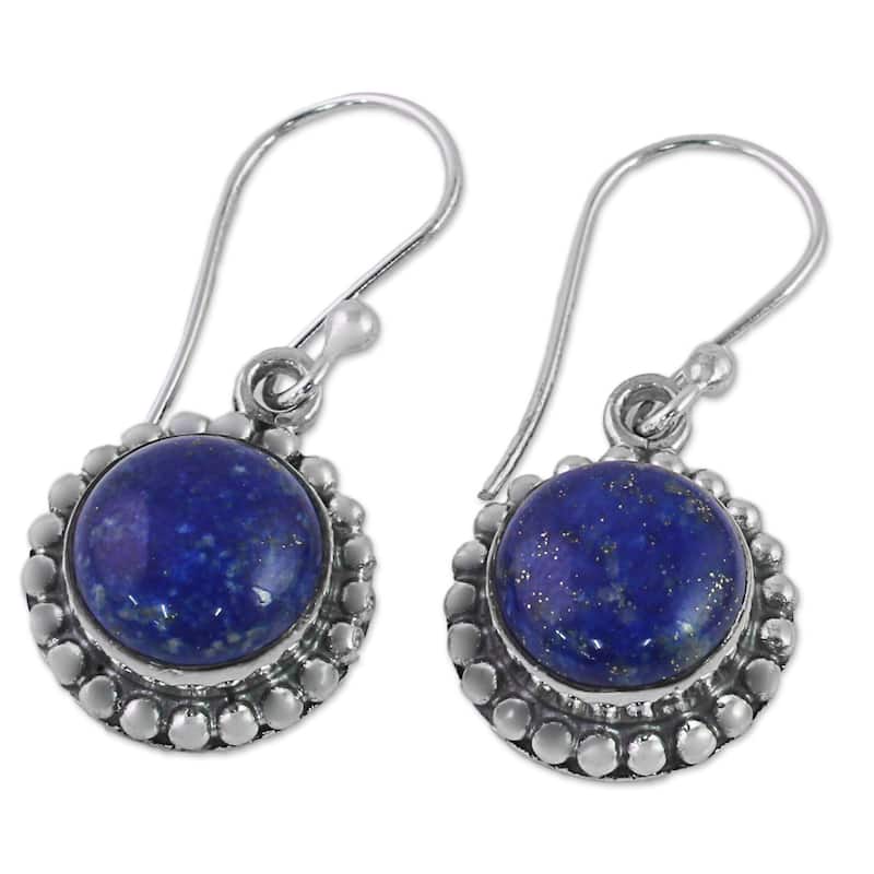 Handmade Sterling Silver 'Deep Blue Majesty' Lapis Lazuli Earrings (India)