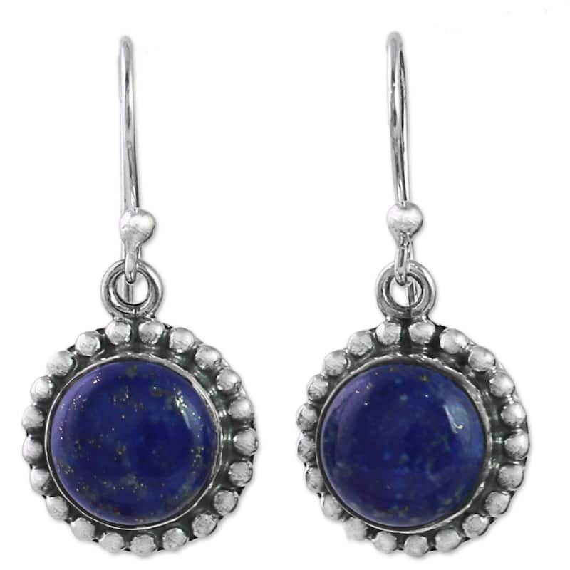 Handmade Sterling Silver 'Deep Blue Majesty' Lapis Lazuli Earrings (India)
