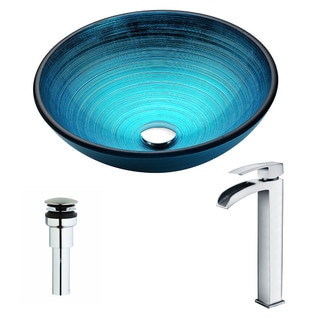 ANZZI Enti Series Blue Deco-Glass Vessel Sink