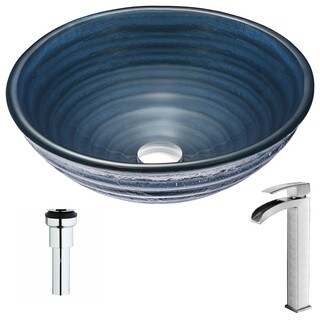 ANZZI Tempo Blue Deco-Glass Vessel Sink Chrome