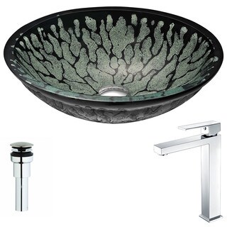 ANZZI Bravo Series Black Deco-Glass Sink Chrome