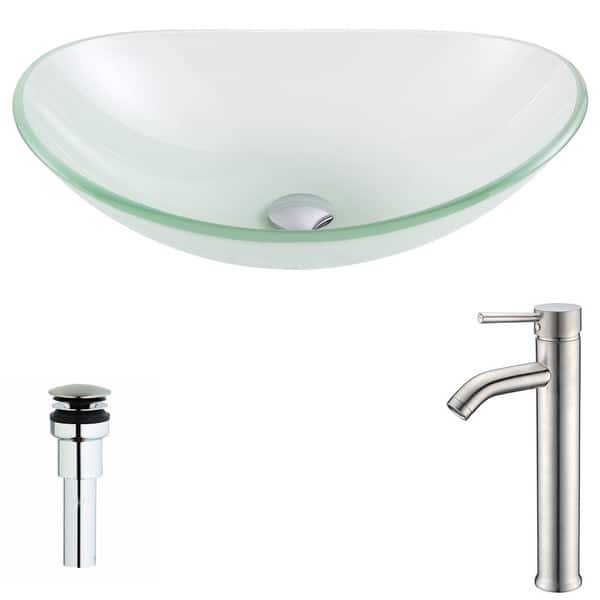 Forza Series Deco-Glass Vessel Sink in Lustrous Frosted