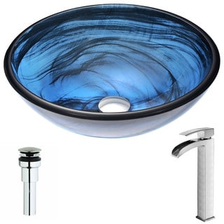 ANZZI Soave Series Sapphire Wisp Deco-Glass Sink