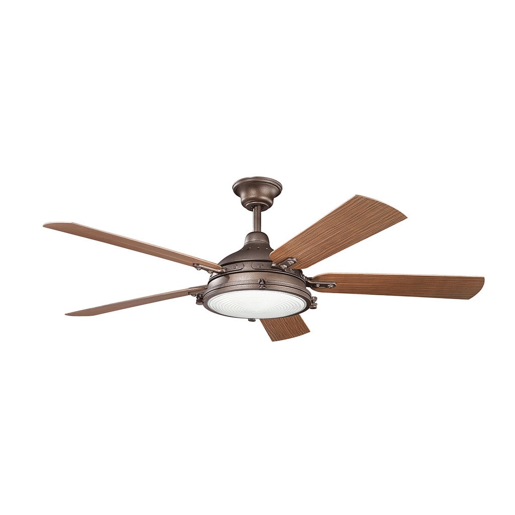 Kichler Lighting Hatteras Bay Patio Collection 60 Inch Weathered Copper Powder Coat Ceiling Fan W Light