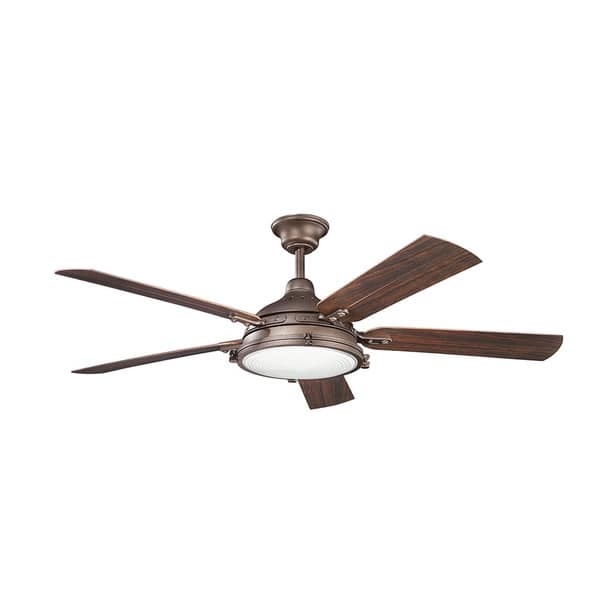 Kichler Lighting Hatteras Bay Patio Collection 60 Inch Weathered Copper Powder Coat Ceiling Fan W Light