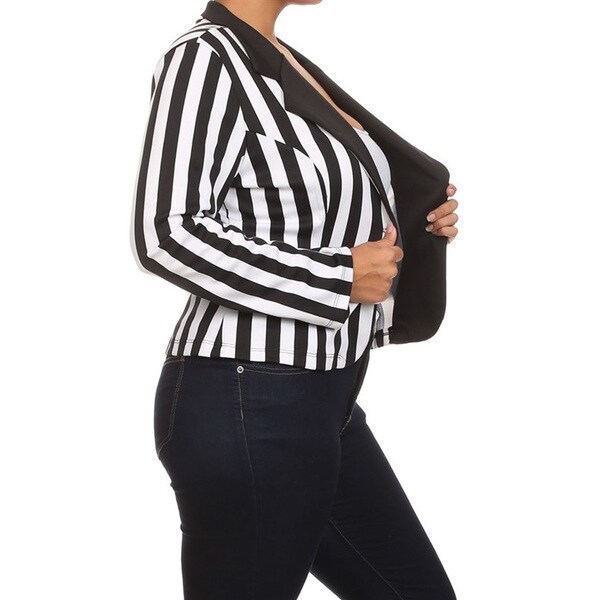 black and white striped jacket plus size