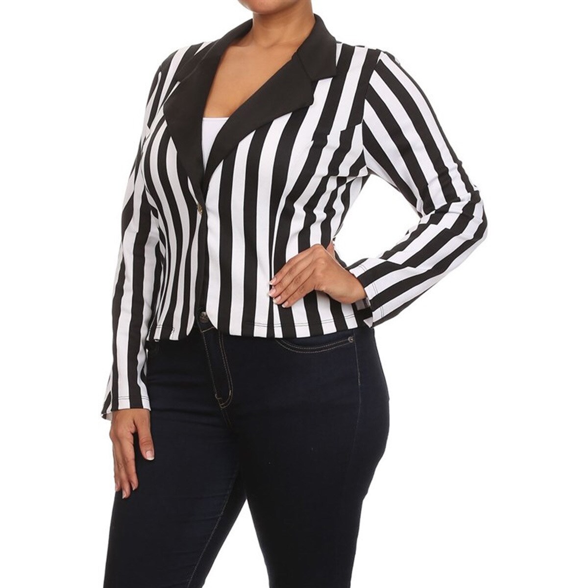 black and white striped plus size