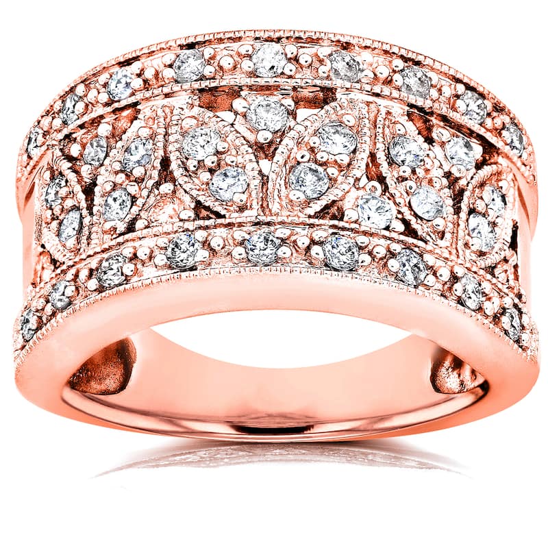 Kobelli 0.5 Carat Natural Diamonds Solid 14k Rose Gold Wisteria Milestone Ring
