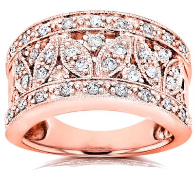 Kobelli 0.5 Carat Natural Diamonds Solid 14k Rose Gold Wisteria Milestone Ring