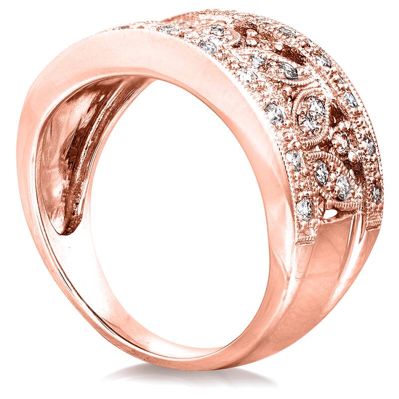 Annello by Kobelli 14k Rose Gold 1/2ct TDW Diamond Floral Wide Anniversary Ring