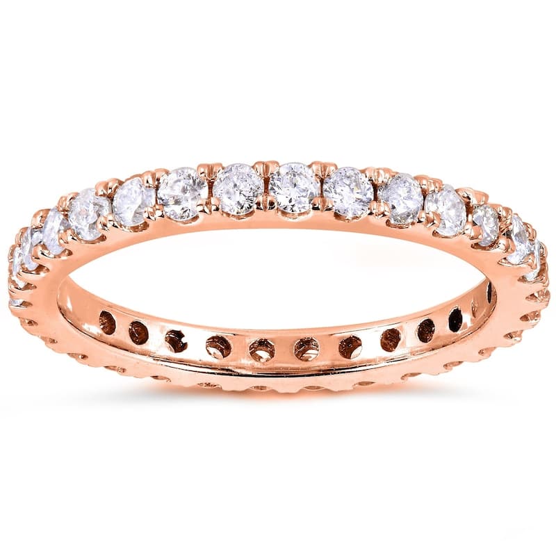 Annello by Kobelli 1ct TDW Genuine Natural Diamond Eternity Wedding Ring - 14k Rose Gold