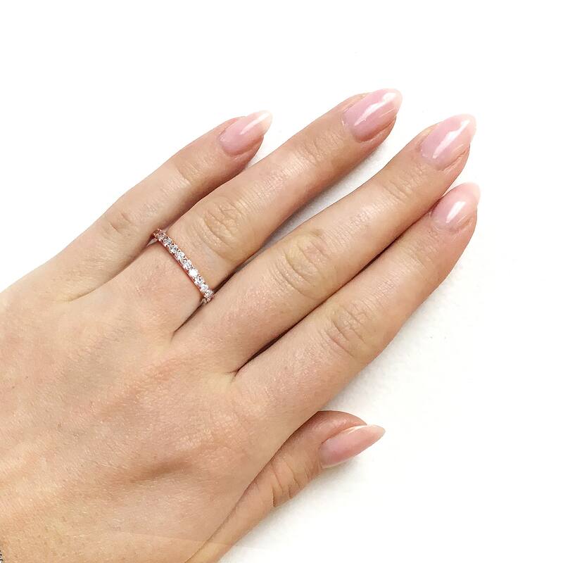 Annello by Kobelli 1ct TDW Genuine Natural Diamond Eternity Wedding Ring - 14k Rose Gold