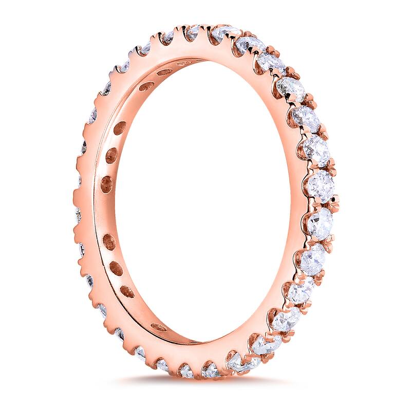 Annello by Kobelli 1ct TDW Genuine Natural Diamond Eternity Wedding Ring - 14k Rose Gold