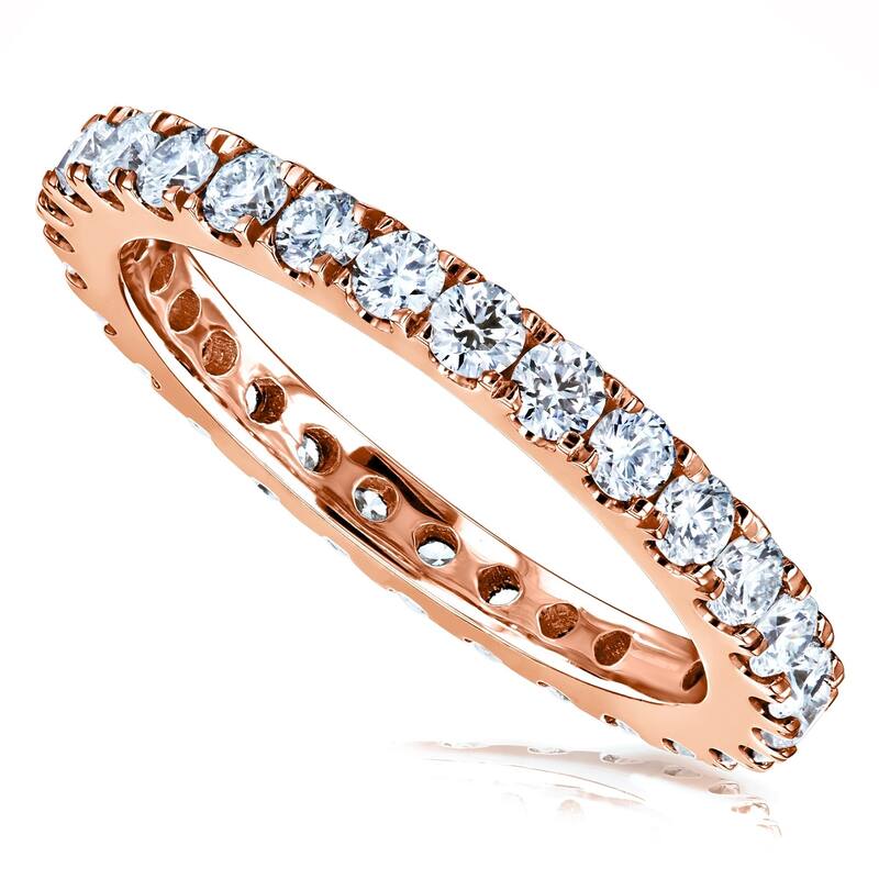 Annello by Kobelli 1ct TDW Genuine Natural Diamond Eternity Wedding Ring - 14k Rose Gold