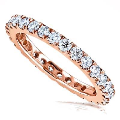 Annello by Kobelli 1ct TDW Genuine Natural Diamond Eternity Wedding Ring - 14k Rose Gold