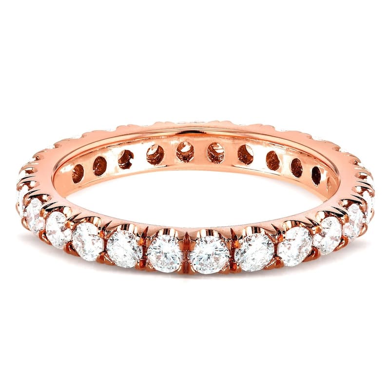 Annello by Kobelli 1ct TDW Genuine Natural Diamond Eternity Wedding Ring - 14k Rose Gold