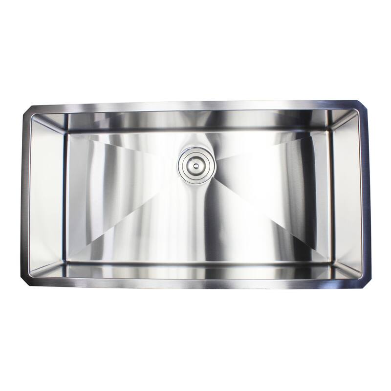 36-inch Stainless Steel Single Bowl 15mm Radius Undermount Kitchen Sink with Accessories