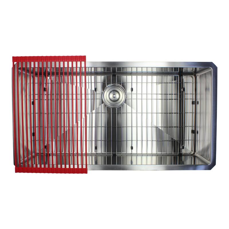 36-inch Stainless Steel Single Bowl 15mm Radius Undermount Kitchen Sink with Accessories
