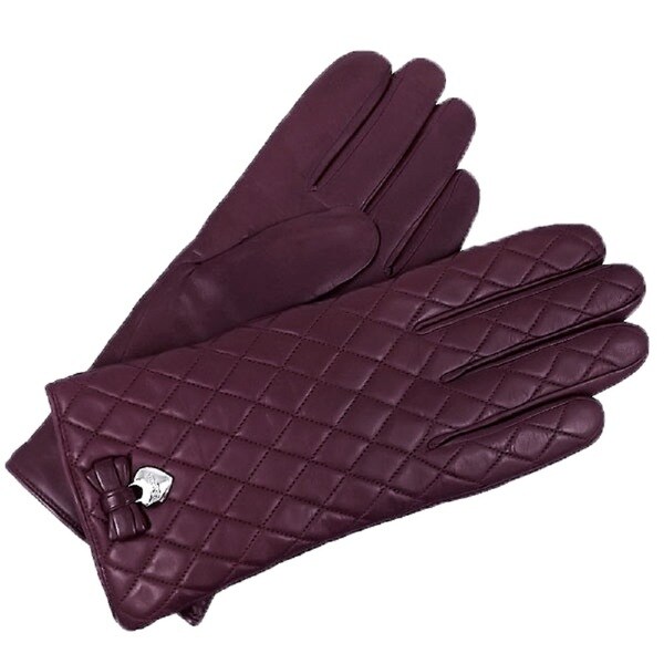 plum leather gloves