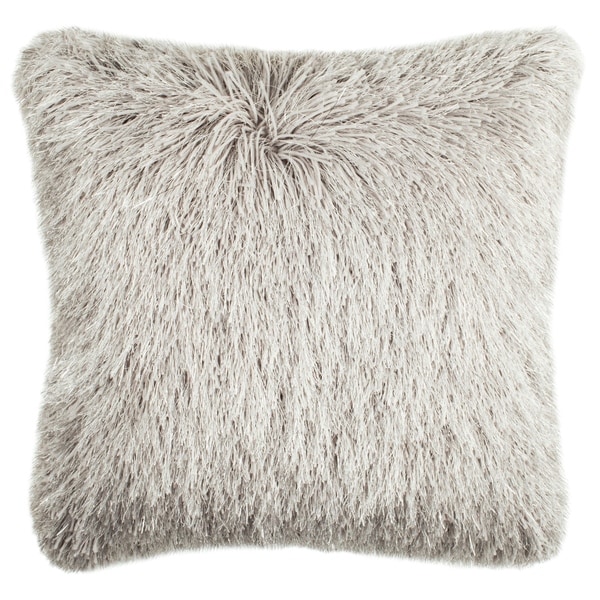 Safavieh 20-inch Shag Modish Metallic Metalic Silver Decorative Pillow
