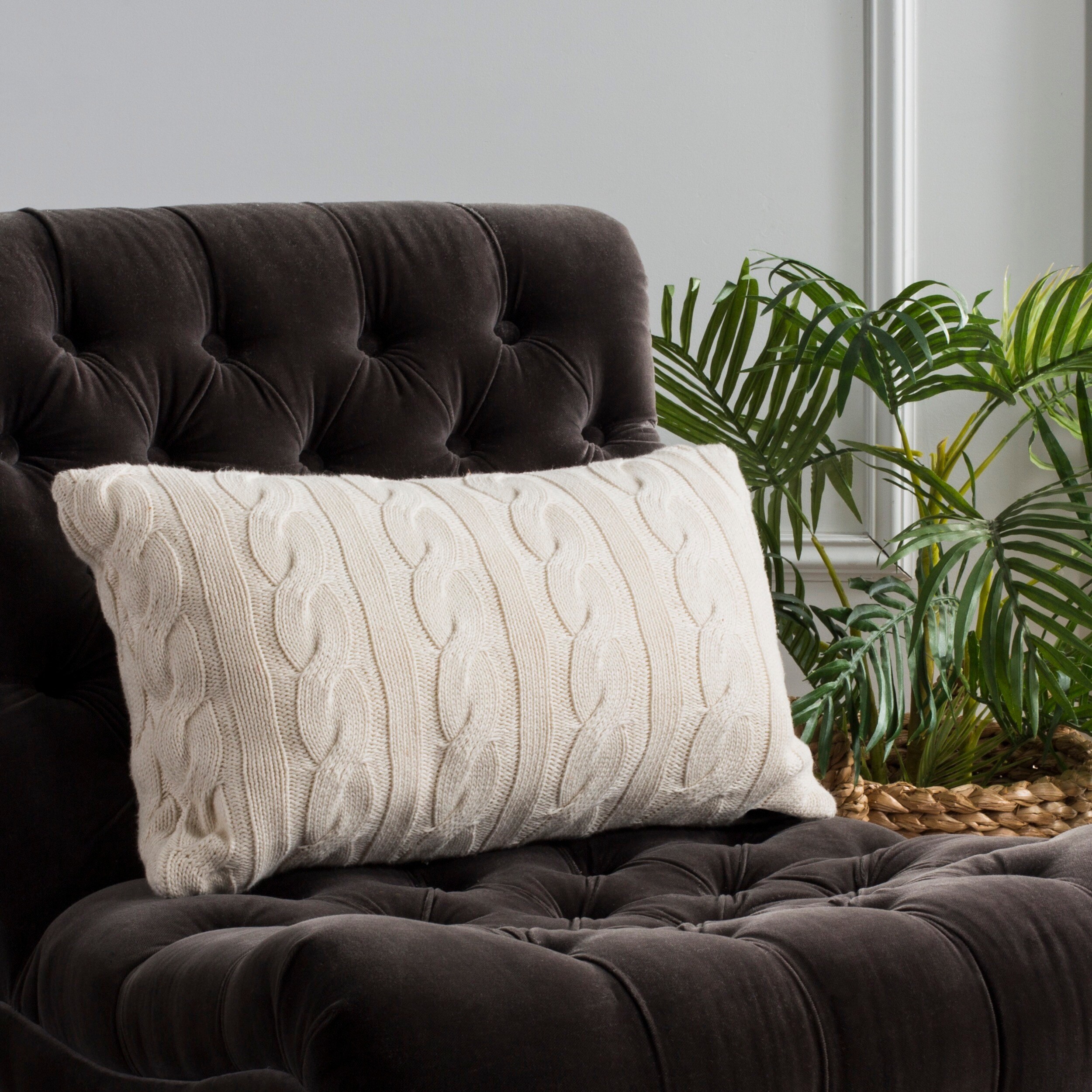 Shop Safavieh 20 Inch Sweater Knit Natural Decorative Pillow On