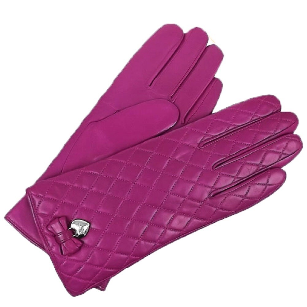 fuschia leather gloves