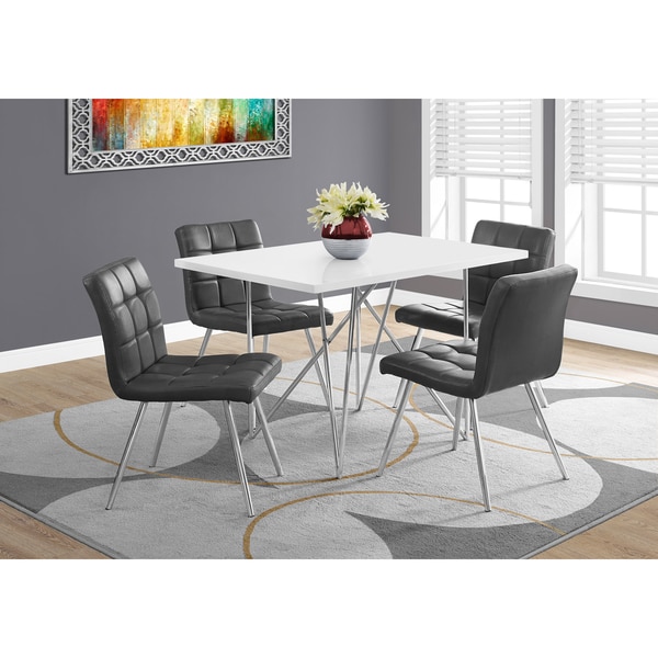 Gloss White And Chrome Metal 32 Inch X 48 Dining Table Gloss White And Chrome Metal 32 Inch X 48 Dining Table