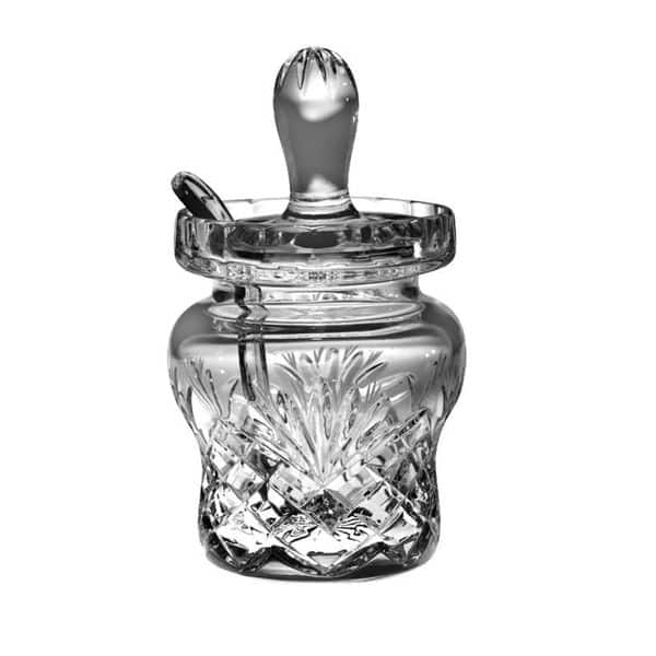 Majestic Gifts Mouth Blown Hand Cut Crystal Honey Jar With Spoon Overstock 13785824