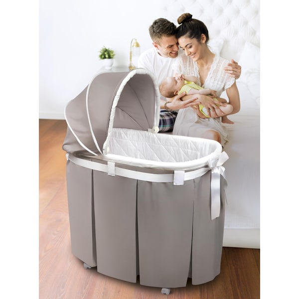 badger basket lovely wishes bassinet in grey