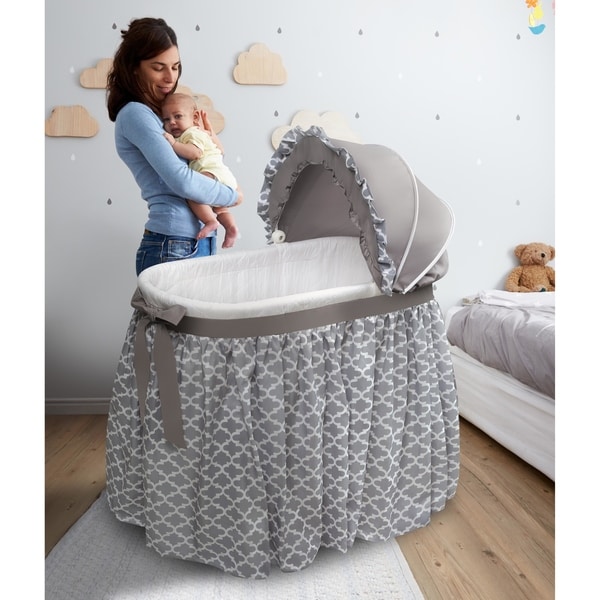 Badger Basket Wishes Oval Bassinet With Full Length Skirt On Sale Bed Bath Beyond 13786657