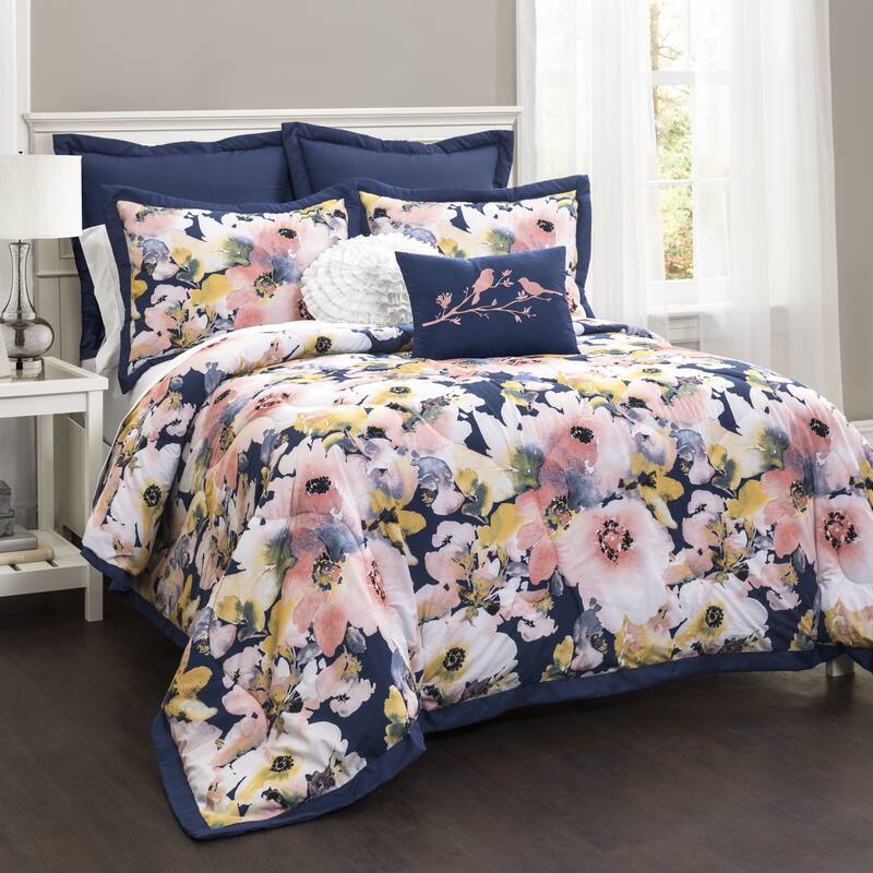 Copper Grove Plumeria Floral Watercolor 7-piece Comforter Set