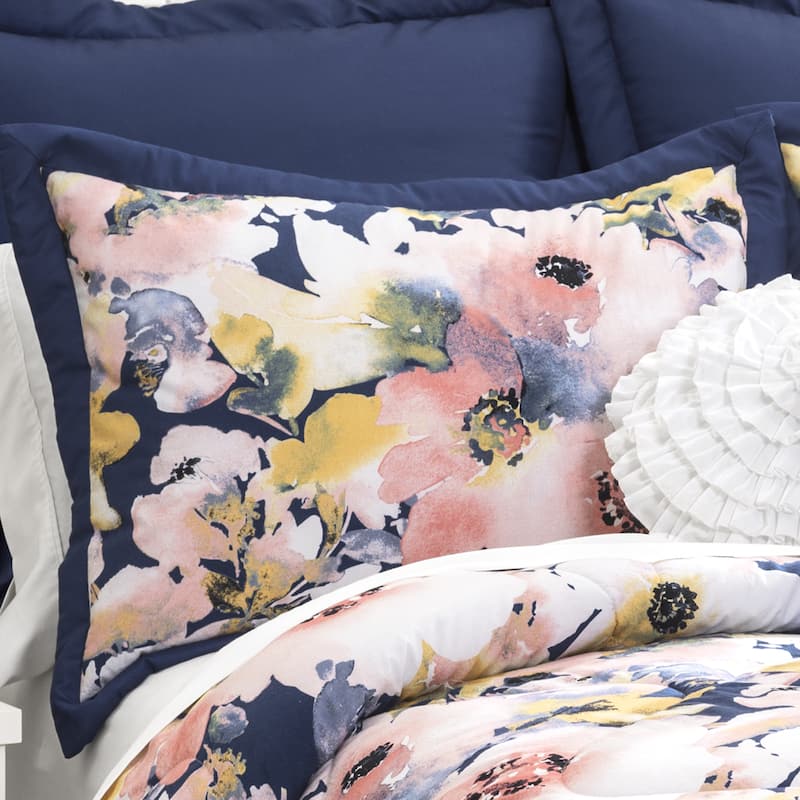 Copper Grove Plumeria Floral Watercolor 7-piece Comforter Set
