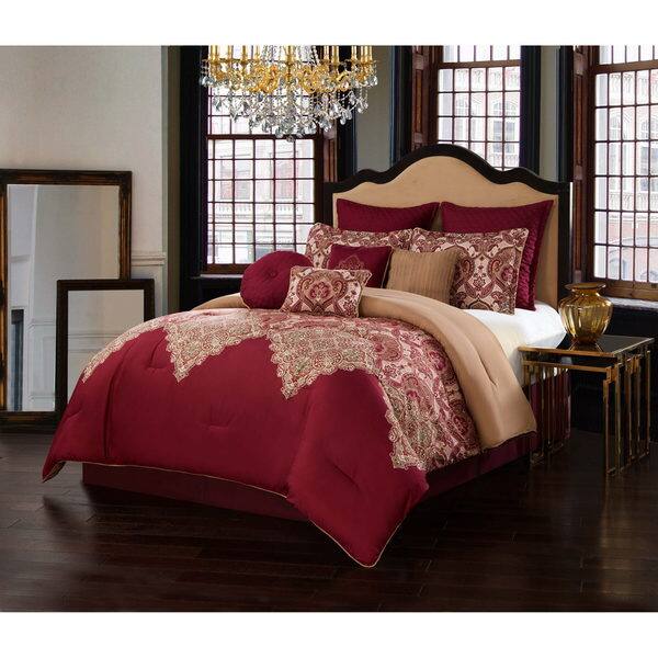 Shop V19 69 Italia Burgundy 10 Piece Comforter Set Free Shipping