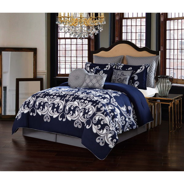 V19.69 Italia Navy 10-Piece Comforter Set