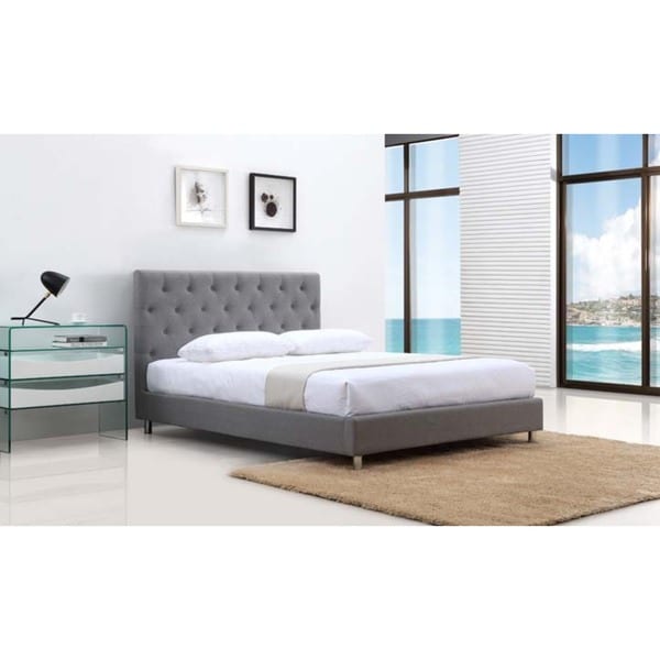 Casabianca Home Otto Collection Grey Fabric Queen Bed