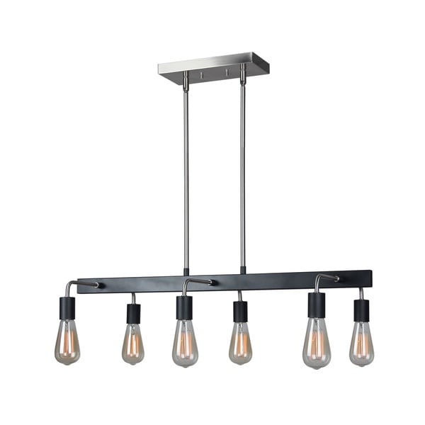 Woodbridge Lighting Ethan Silvertone Black Stainless Steel 6 Light Linear Pendant With Bulb Woodbridge Lighting Ethan Silvertone Black Stainless Steel 6 Light Linear Pendant With Bulb