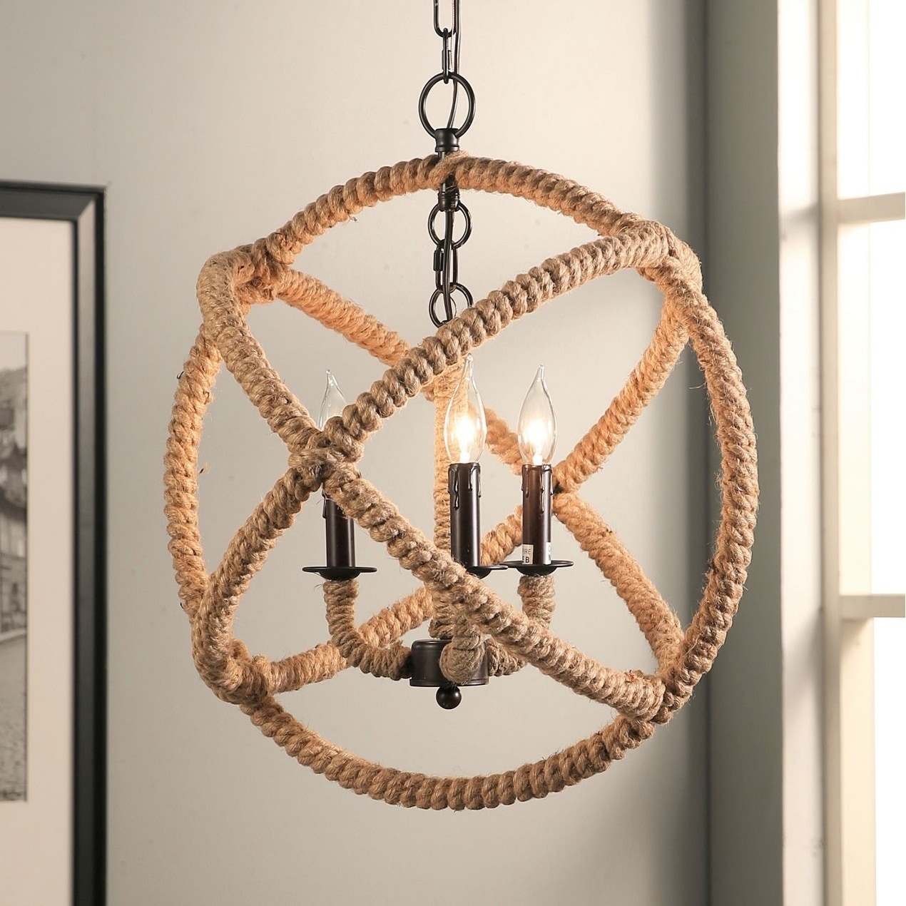 Abbyson Tuscan Iron 3-light Rope Enclosed Chandelier (Tuscan) - Chandeliers For Bedrooms by Overstock.com