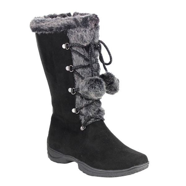 Shop Forever IB93 Women's Pom Pom Lace-up Faux Suede Snow Boots - Free ...