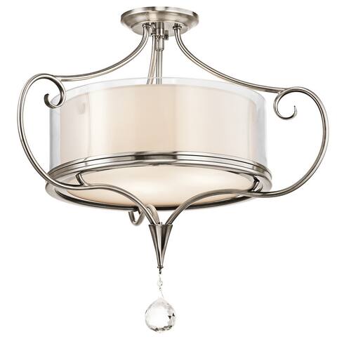 Kichler Lighting Lara Collection 2-light Classic Pewter Semi Flush Mount