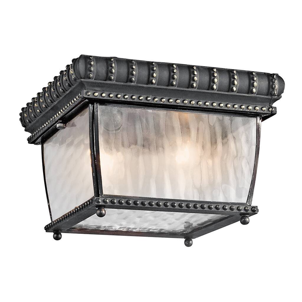 Kichler Lighting Venetian Rain Collection 2-light Black Outdoor Flush Mount