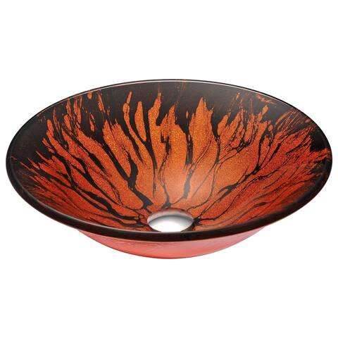ANZZI Forte Series Deco-Glass Black and Red Vessel Sink