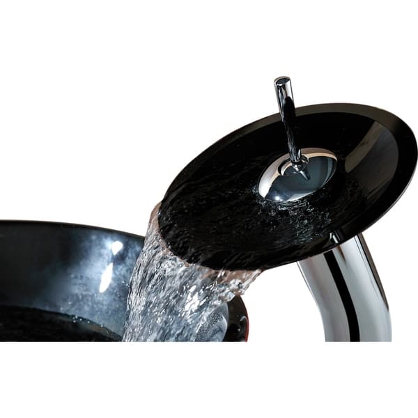 ANZZI Chord Series DecoGlass Vessel Sink in Lustrous Black and Red