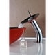 preview thumbnail 6 of 13, ANZZI Chord Series Deco-Glass Vessel Sink in Lustrous Black and Red with Matching Chrome Waterfall Faucet