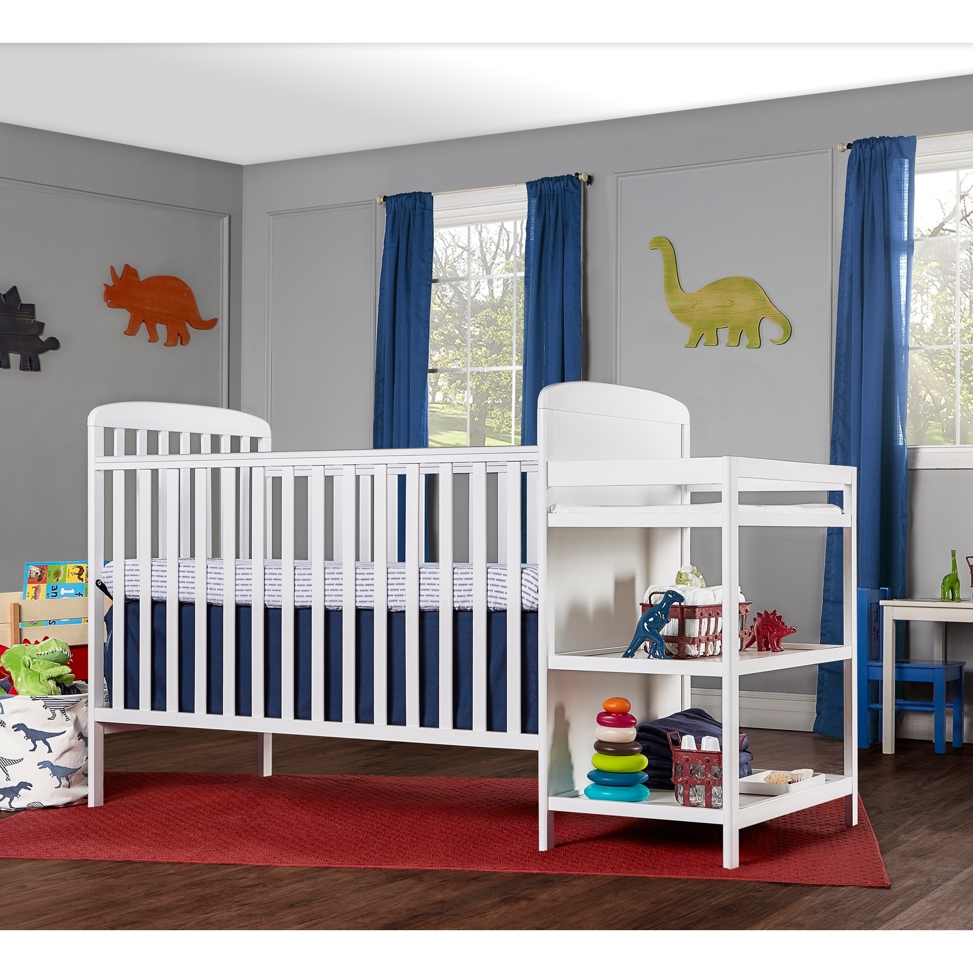 Dream On Me Folding Full Size Convenience Crib in Storm Grey