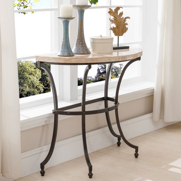 Clay Alder Home Holliwell Travertine Stone Top Console Table W Clay Alder Home Holliwell Travertine Stone Top Console Table W Rubbed Bronze Metal Base