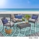 preview thumbnail 15 of 18, Cancun Outdoor 4-piece Wicker Chat Set by Christopher Knight Home