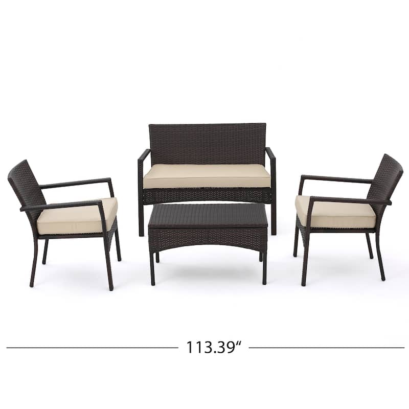 Cancun Outdoor 4-piece Wicker Chat Set by Christopher Knight Home
